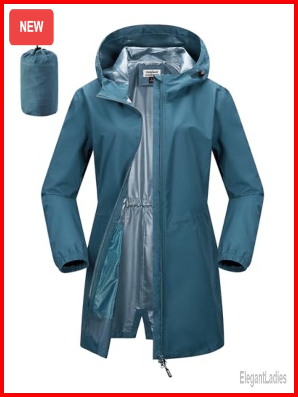 Women's Waterproof Rain Jacket Hooded Lightweight Packable Windproof Breathable